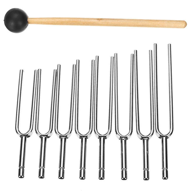 

8Pcs 256-512HZ Steel Tuning Fork Set Health Physics Vibration Diagnostic + Mallet Vibration Therapy Tools