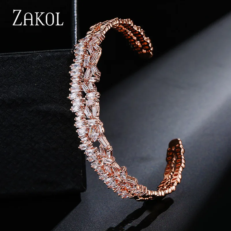 ZAKOL Роскошный бренд дизайн Модный многослойный браслет багет из AAA кубического
