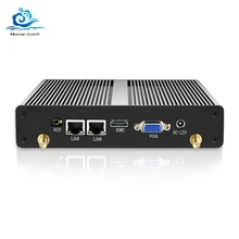 HLY безвентиляторный мини ПК Dual LAN Celeron N2830 J1800 J1900 Windows PC 2* последовательный порт 2* LAN WiFi HDMI VGA HTPC мини компьютер
