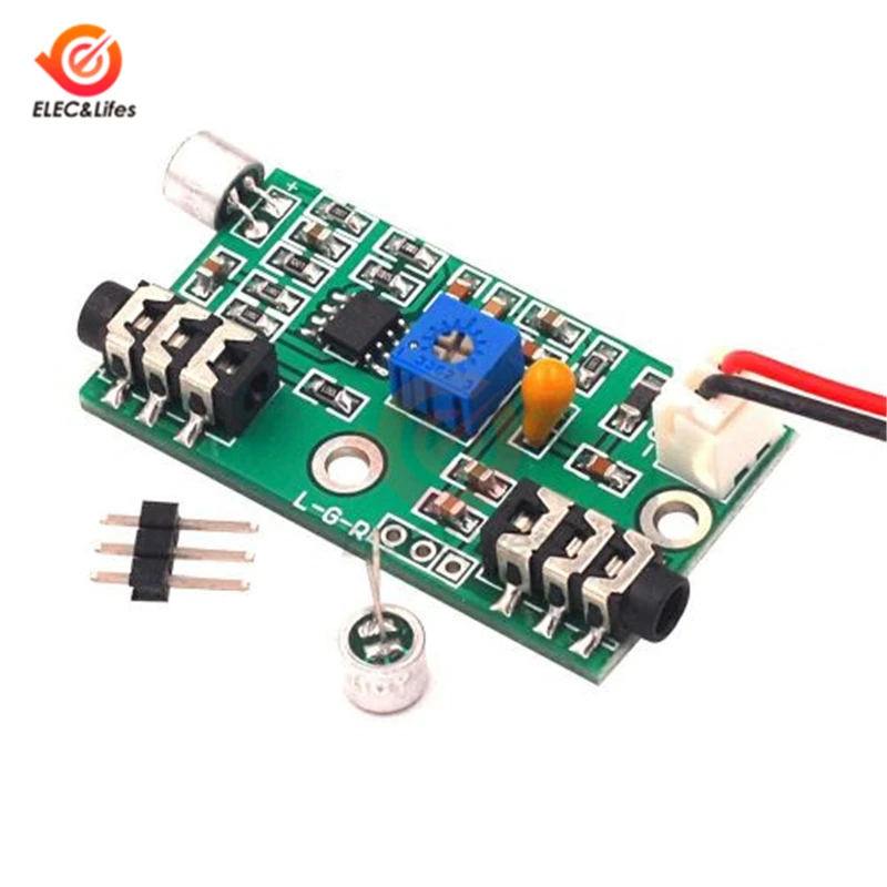 DIY микрофон звукосниматель Аудио усилитель модуля усиление Регулируемый аудио