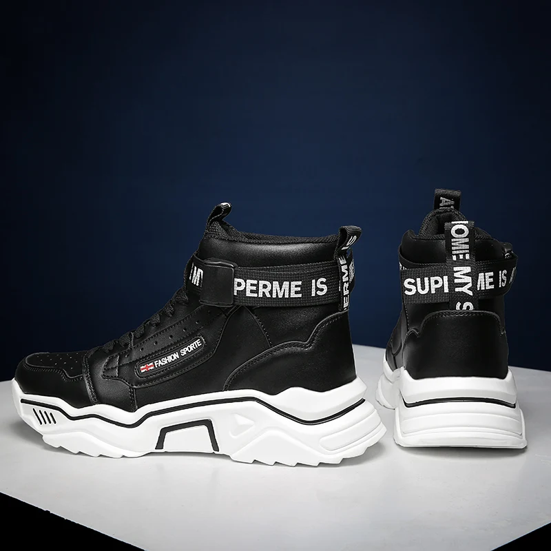 

sneakers men high-top skate shoes Breathable Anti-Slippery leisure shoes Lace-up sport shoes