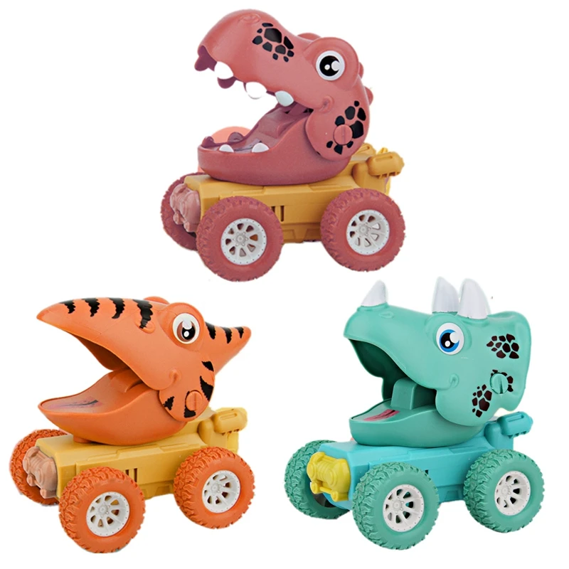 

3Pcs Cartoon Dinosaur Pull Back Car Model Dinosaur Inertia Car Friction Push Go Toy for Children Toy