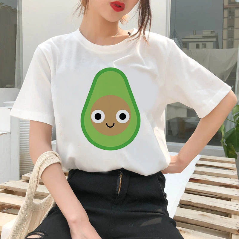 

Funny Avocado Women T-shirts Fashion Cartoon Women Tops Tee Cute Print Female Tee Shirts Funny Graphic Woman T-shirts