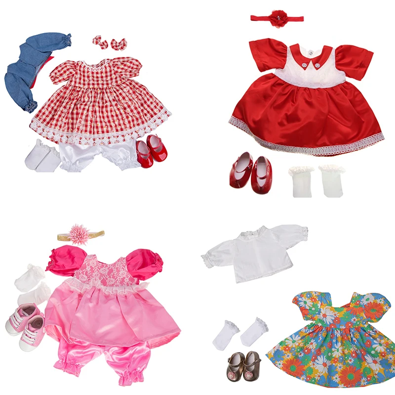 

Doll Accessories 58-60cm 24 inch Silicone Doll Clothing Reborn Baby Girls Toys Clothes Dress With Headband shoes gift