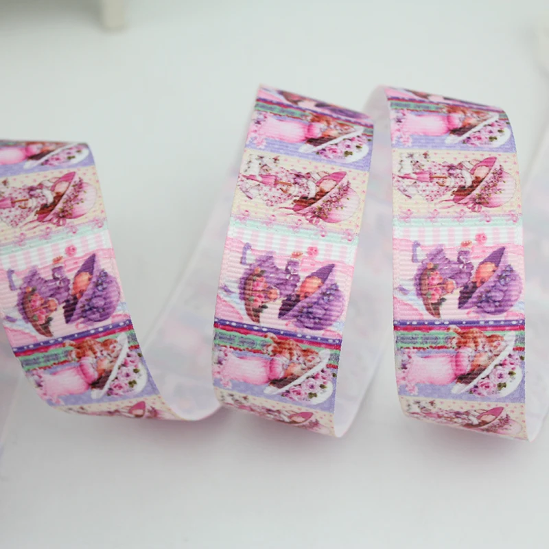 Cartoon cute girl printed grosgrain ribbon 9-75mm DIY handmade materials hair accessorie wedding gift wrap tape ribbons
