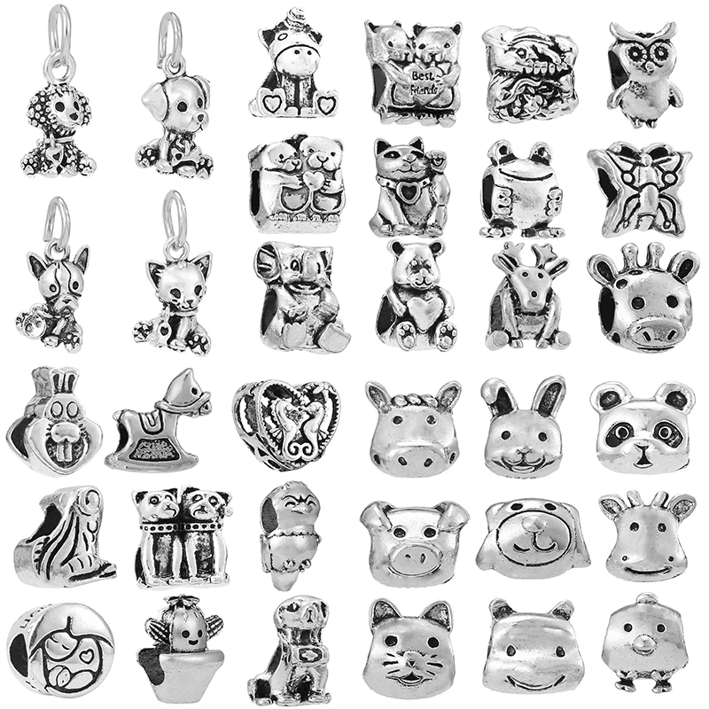 

2 шт./лот Новинка милый Единорог серебряного цвета мультфильм Шарм бусины подвеска подходит для оригинального бренда браслет для женщин юве...