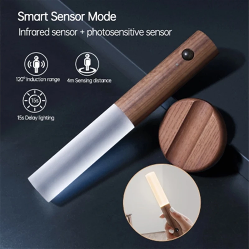 

Умная Индукционная лампа человеческого тела, светодиодный ночник, магнитный настенный светильник, зарядка по USB, индукционный светильник д...