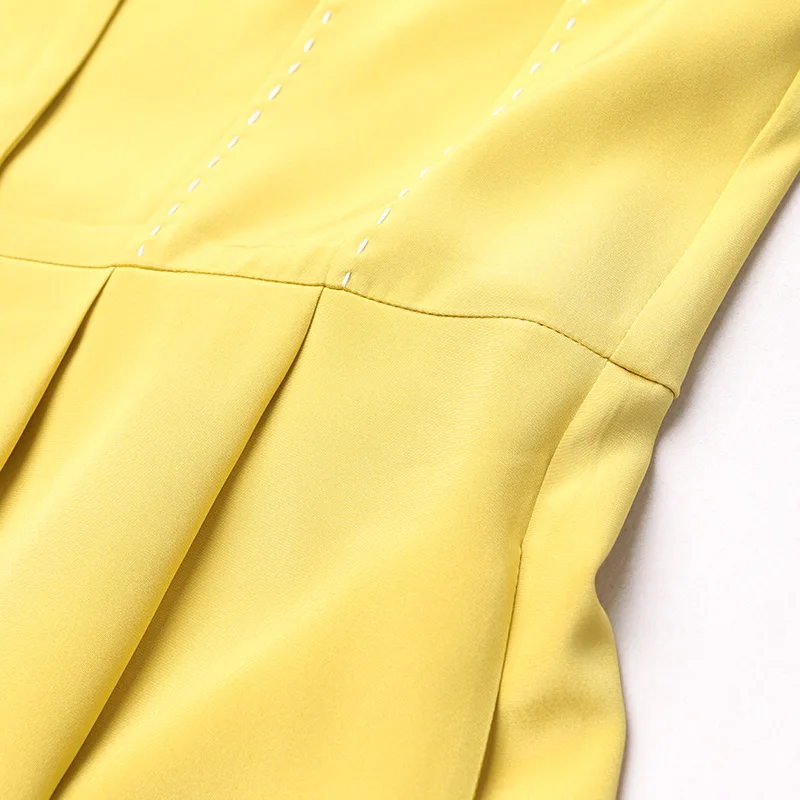 VOA 2020 Осенний модный короткий однотонный желтый плащ с расклешенными рукавами из