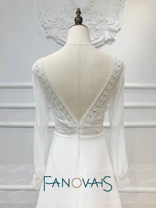 Пляжные Boho свадебный наряд Одежда с длинным рукавом с расширенным съемным подолом Vestido de Novia свадебные платья в богемном стиле suknia slubna