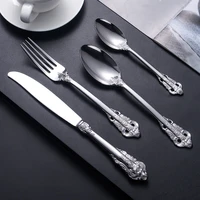 gold plated court embossed 304 stainless steel steak knife fork spoon spoon western tableware gift custom manufacturer wholesale