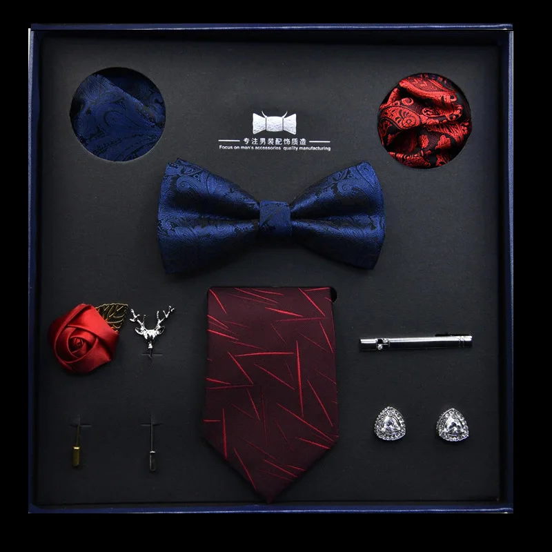 Мужской галстук и шарф, набор из 8 предметов в подарочной коробке, Высококачественная серия из полиэстера и клетчатой ткани со склада, подар... от AliExpress RU&CIS NEW