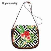 nopersonality womens messenger bags tropical palm leaves with hibiscus ladies shoulder bags fashion saddlebags bolsos mujer