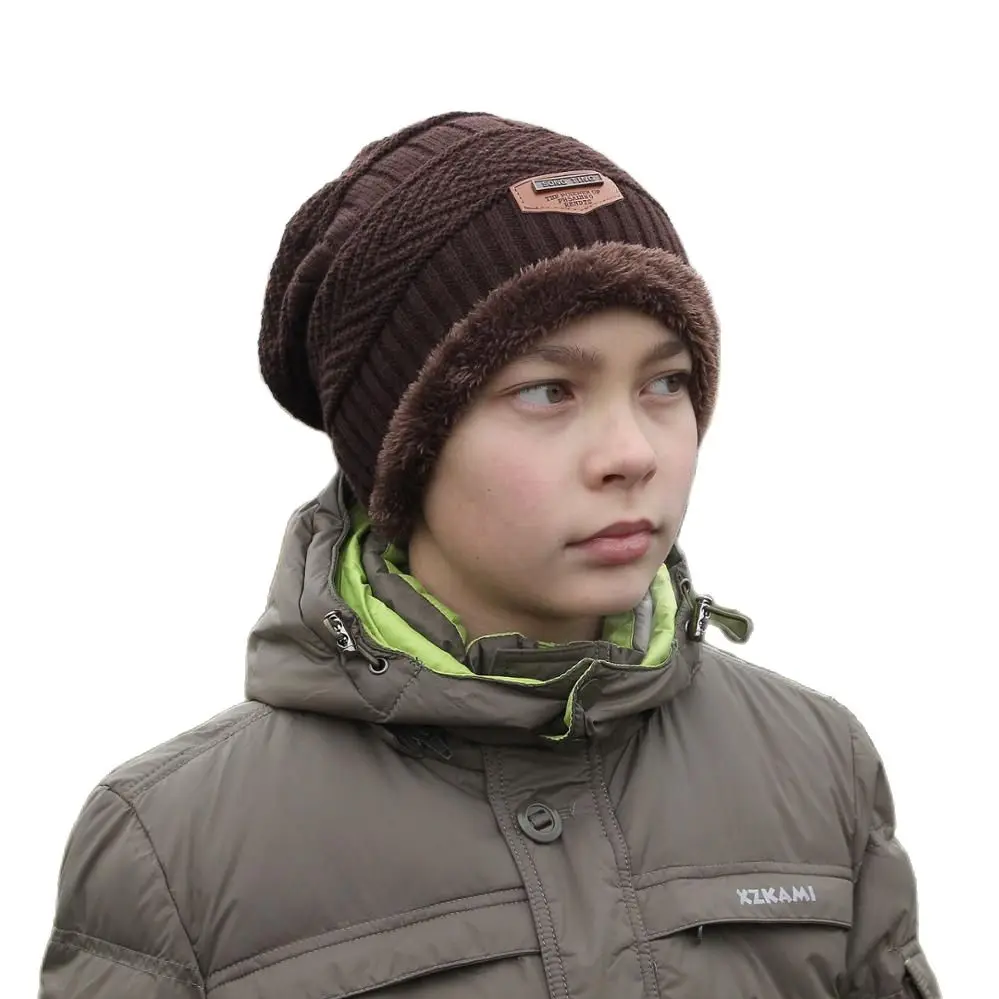 Новинка толстая и теплая вязаная шапка из искусственной кожи для женщин флисовые