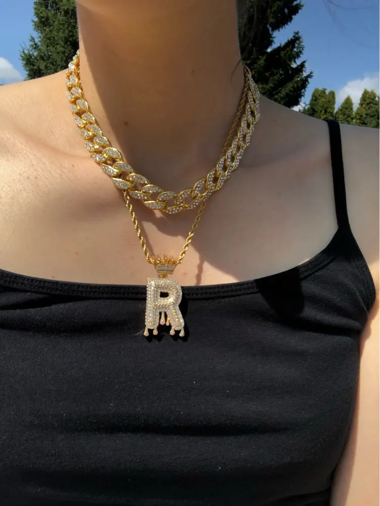 Karopel цепи из нержавеющей стали Стразы золотой отделкой Майами КУБИНСКИЙ звено