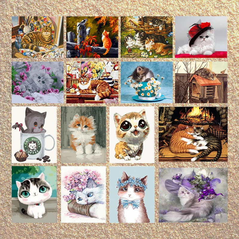 

Набор для алмазной вышивки «сделай сам», картина из квадратных/круглых страз с изображением мультяшного кота, мозаика, подарок для детей