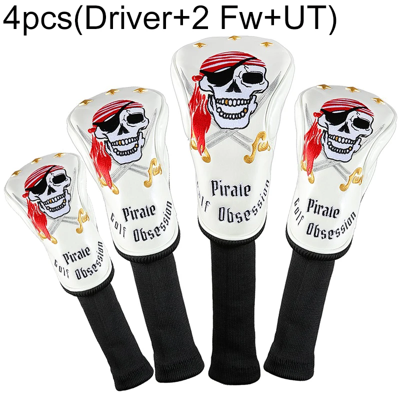 4pcs Siranlive пиратский#1,#3,#5 H гольф Headcovers 4 шт./компл. 460CC драйвер/Фервей древесина/Гибридный чехол из искусственной кожи повязки на голову, комплект - Цвет: 4pcs