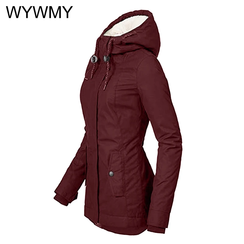 WYWMY Womens Winter Jackets and Coats 2022 Harajuku Jacket Elegant Fashion Size S-4XL Hooded Parkas Long Sleeve Cotton Coat