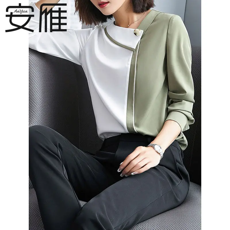 

Shirt women's 2021 new large loose stitching shirt design sense niche professional top