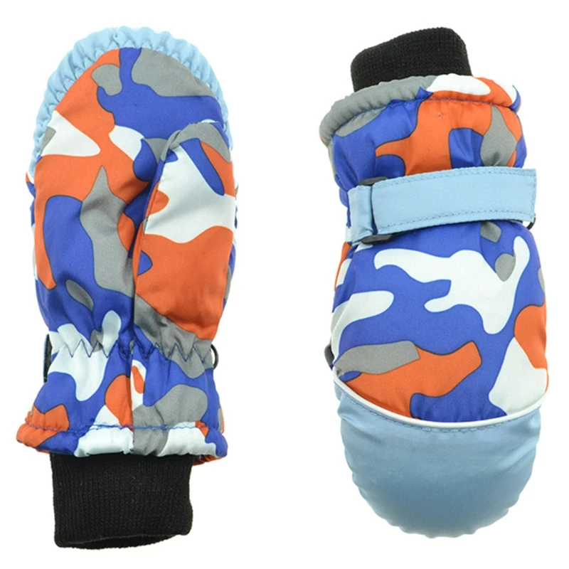 

Children Kids Camouflage Print Winter Warm Snow Ski Gloves Waterproof Windproof Thermal Plush Lined Cold Weather Snowboard R58B