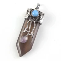 fysl silver plated leaf flower sword shape many colors quartz stone pendant for gift trendy jewelry