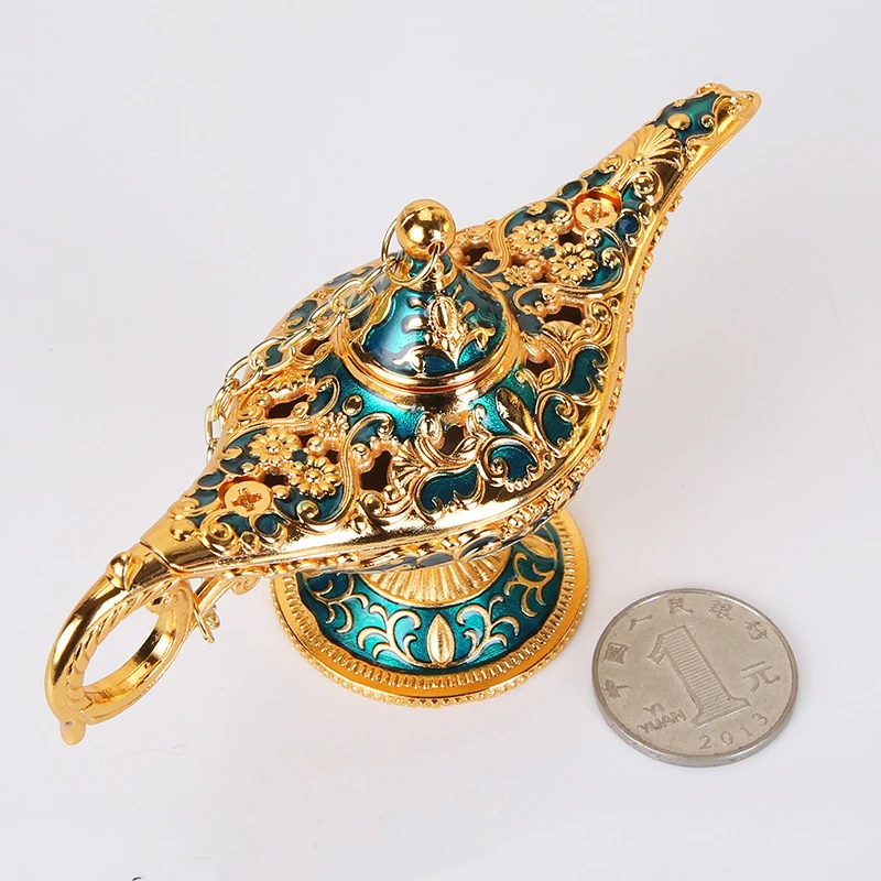 

Colorful Metal Genie Magic Lamp Retro Wishing Oil Lamp Pot Incense Burner Home Decor Collection Souvenir