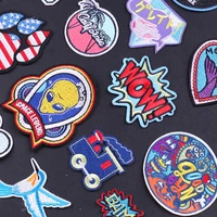 cartoon car embroidered patches for clothing thermoadhesive badges patch ufo alien stickers for fabric clothes appliques for kid