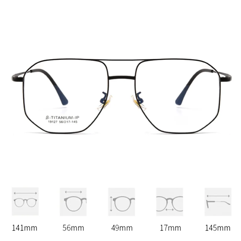 KatKani Large Frame Double Beam Glasses Frame Men's Pure Titanium Retro Ultra-Light Anti-Blue Optical Prescription Glasses Frame