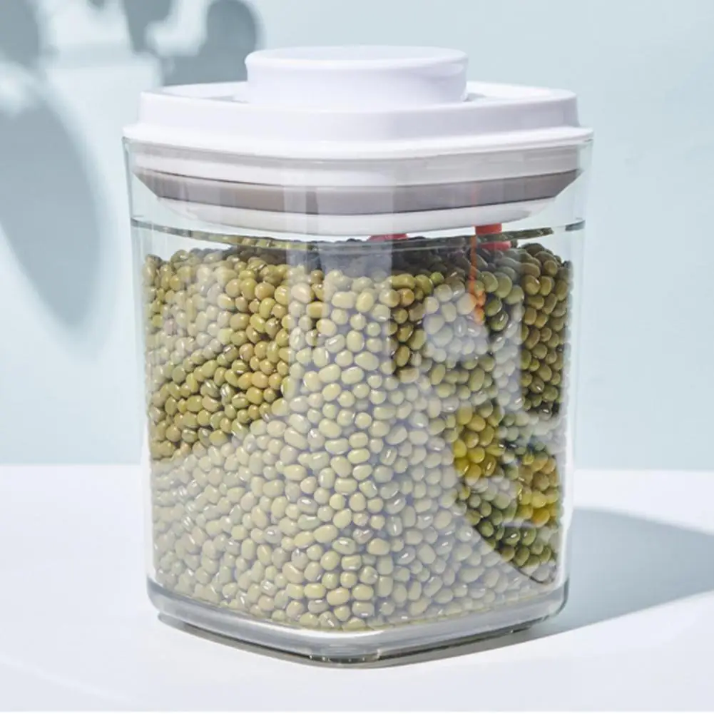 

2 Colors Fashion Press Type Acrylic Square Storage Jar Box Eco-friendly Food Container Durable for Kitchen