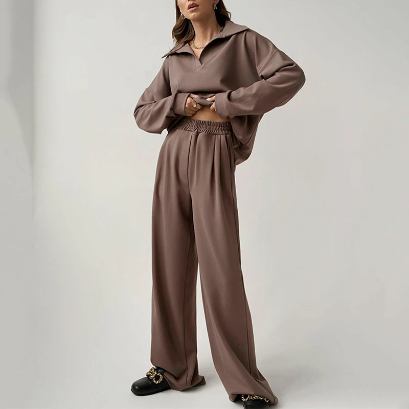 

Зимний женский спортивный костюм, модель 2021 года, дизайнерский брючный костюм на молнии с воротником-стойкой и высокой талией, женские повс...