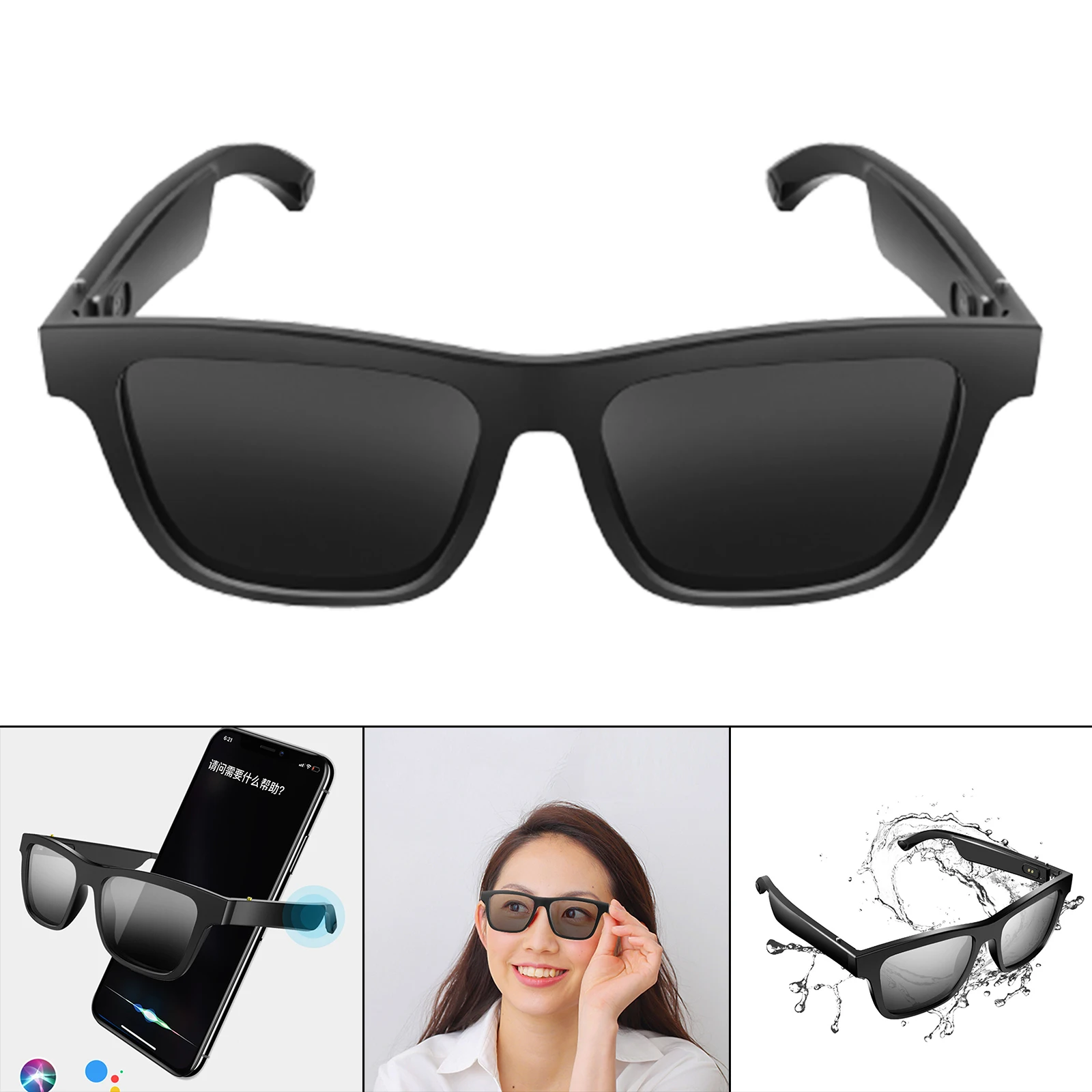 Murah Kacamata Pintar Stereo Suara Headphone Terbuka Telinga Lensa Terpolarisasi Kontrol Suara Untuk IOS Android