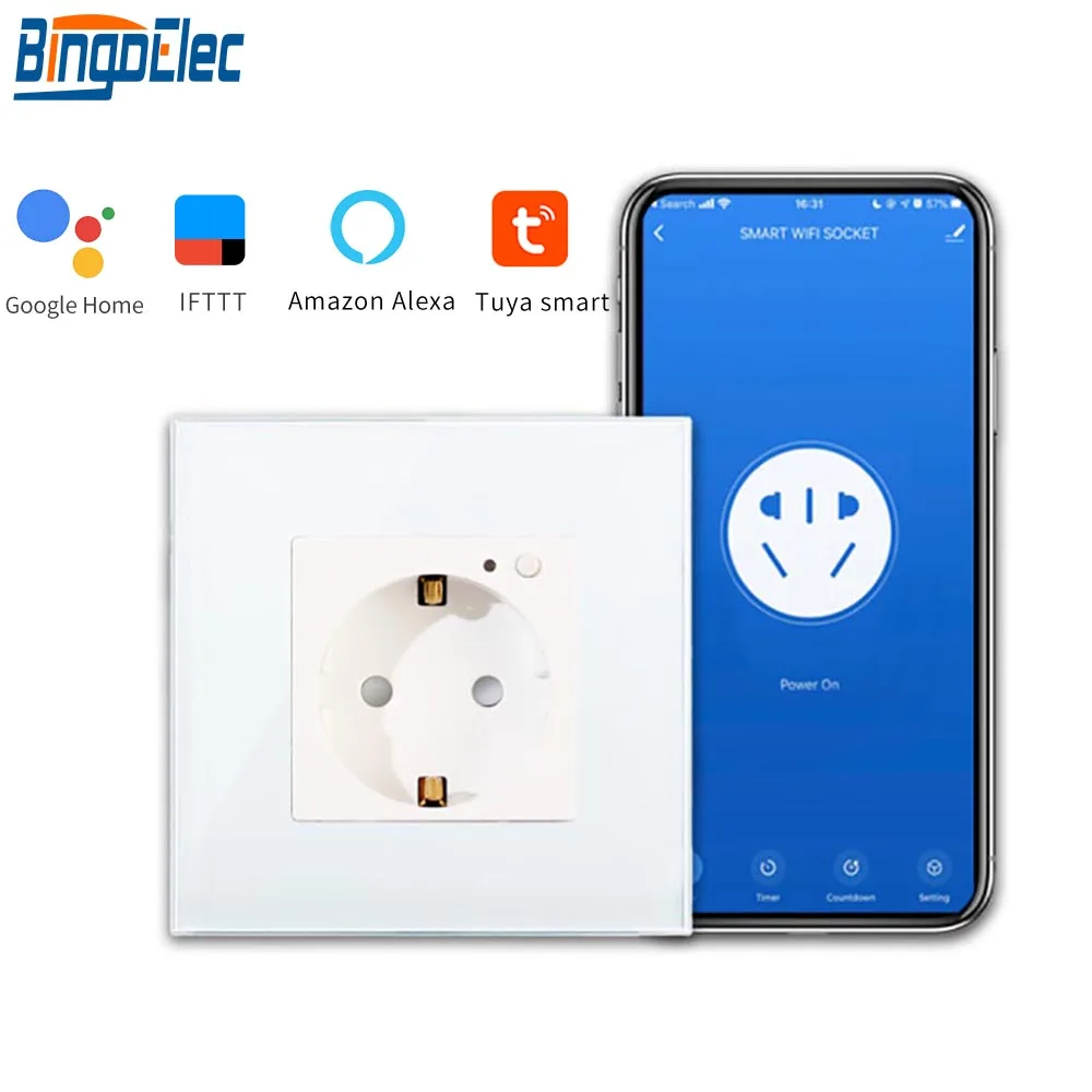 Bingoelec ЕС Стандартный приложение Smart Life Германия розетка для работы Alexa Google Home