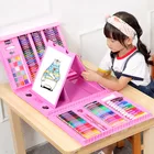 Детские акварельные ручки, 208 шт.компл., сине-розовые, для рисования, в алюминиевой коробке, набор инструментов для рисования