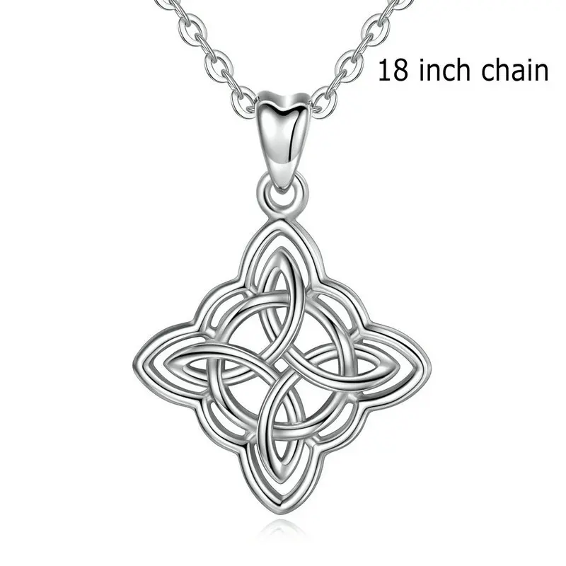 18 inch chain Eudora Стерлинговое Серебро, хорошая удача, Ирландская кельтская подвеска в форме банта с подарочной коробкой, Модные женские ювелирные изделия, Серебряный Узел, Шарм CYD200 - Окраска металла: 18 inch chain