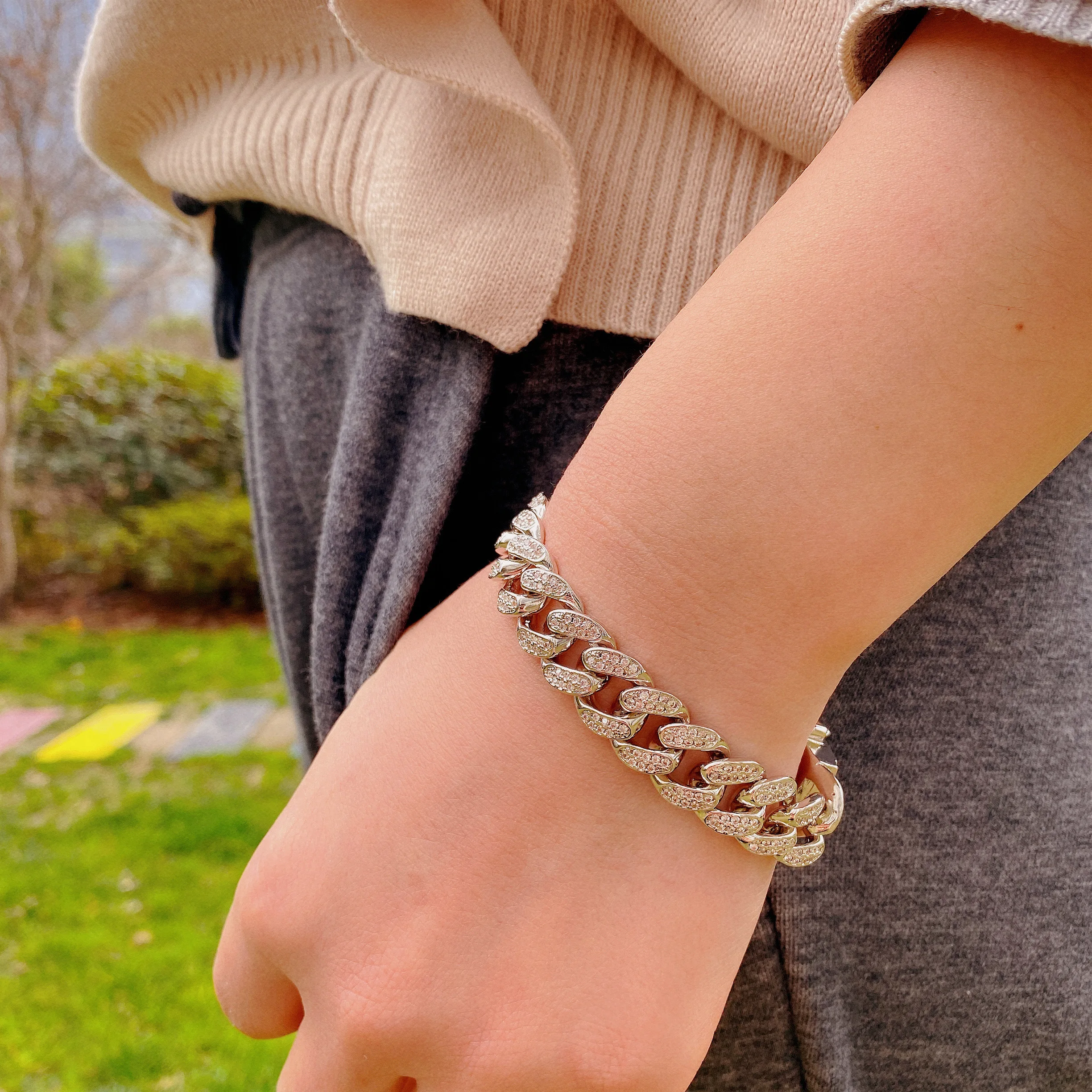 

DRIP 12mm 18-24inch classic copper cuban chain Hot selling popular CZ Shiny Iced out Rock cuban chain bracelet set gift for man