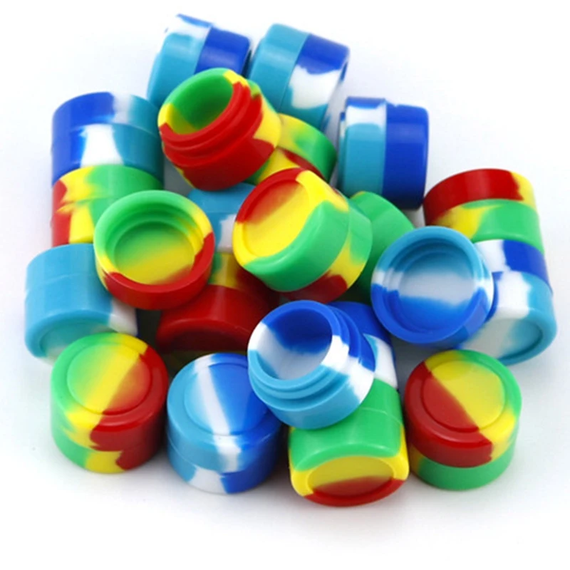 

1pc 2ml Mini Silicone Container Wax Jars Dab Bottle Wax Container Round Non-stick Silicone Cigarette Box Color Random