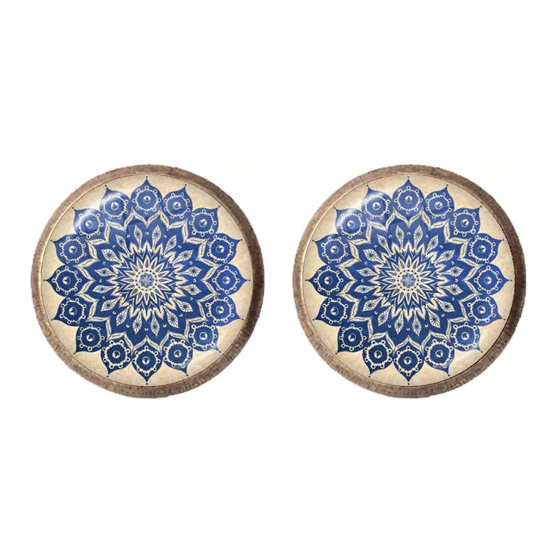 Серьги в виде мандолы &quotцветок жизни&quot буддистский символ ом кулон с мотивами