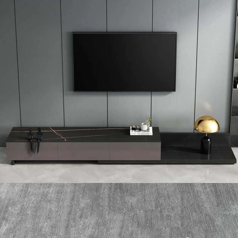 

Italian telescopic rock TV cabinet tea table combination light luxury style modern simple living room new fashion minimalist