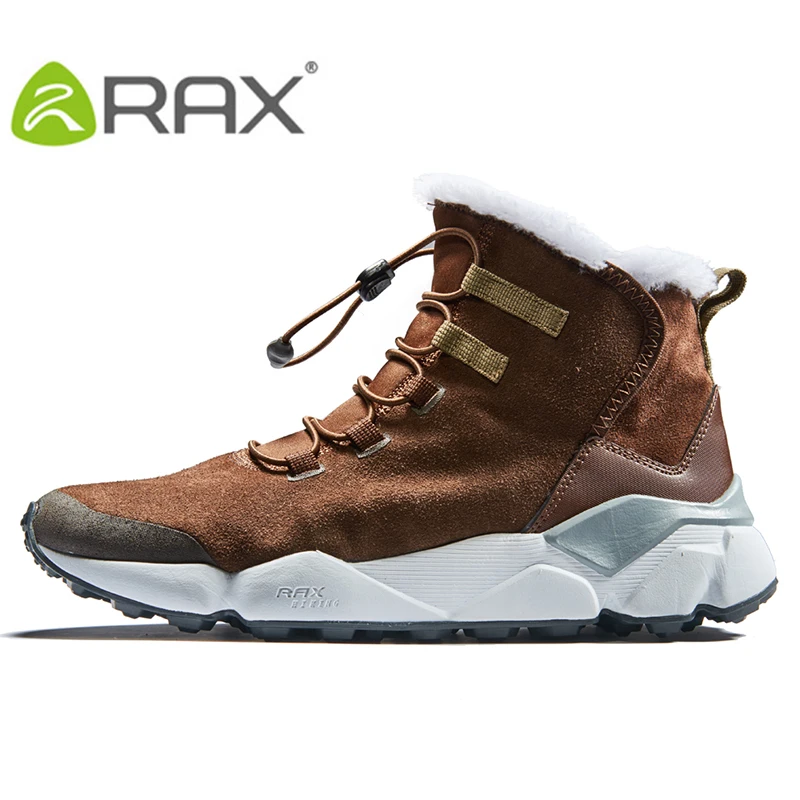 RAX Men's Hiking Shoes Latest Snowboot Anti-slip Boot Plush Lining  Mid-high Classic Style Hiking Boots for Professional Men