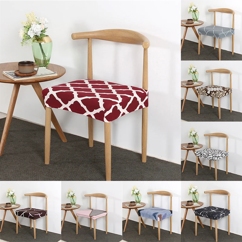 

Printed Chair Seat Cover Pad Dinning Anti-dirty Elastic Cushion Dust Guards Milk Silk Cushion Cover Modern Home Textile Products