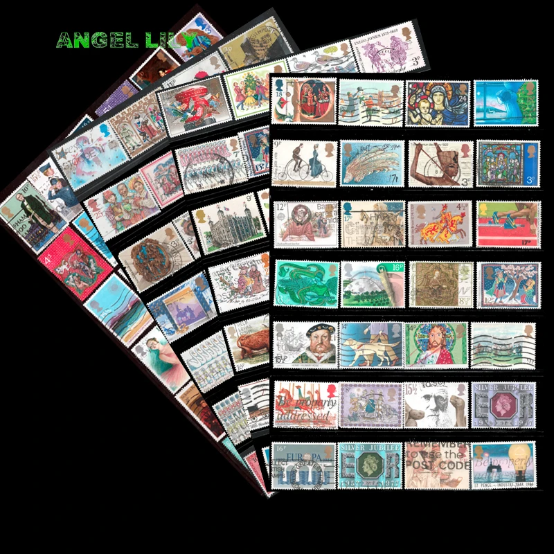 

50Pcs Topic Stamp United Kingdom UK Post Country All Different NO Repeat Postage Stamps for Collecting