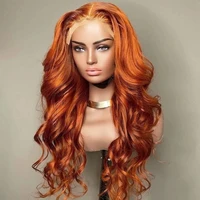 body wave lace front wig orange synthetic lace front wig with baby hair middle part burgundy synthetic wigs for women red wig