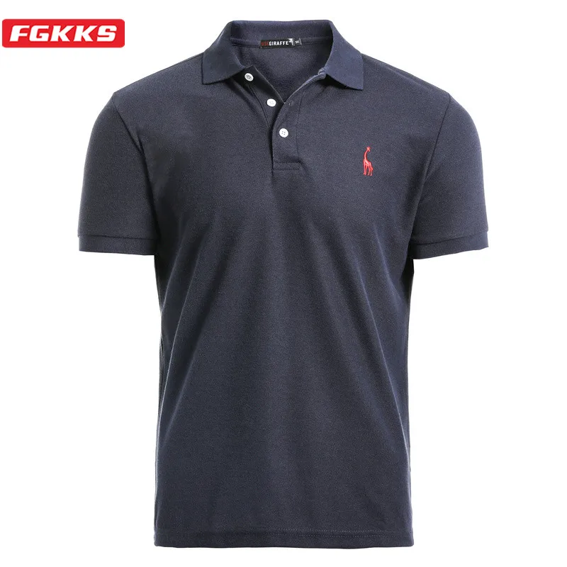 

Мужская рубашка поло FGKKS, Летняя Повседневная рубашка с вышивкой оленя, 35% хлопок, Мужская рубашка поло с коротким рукавом, высокое количеств...