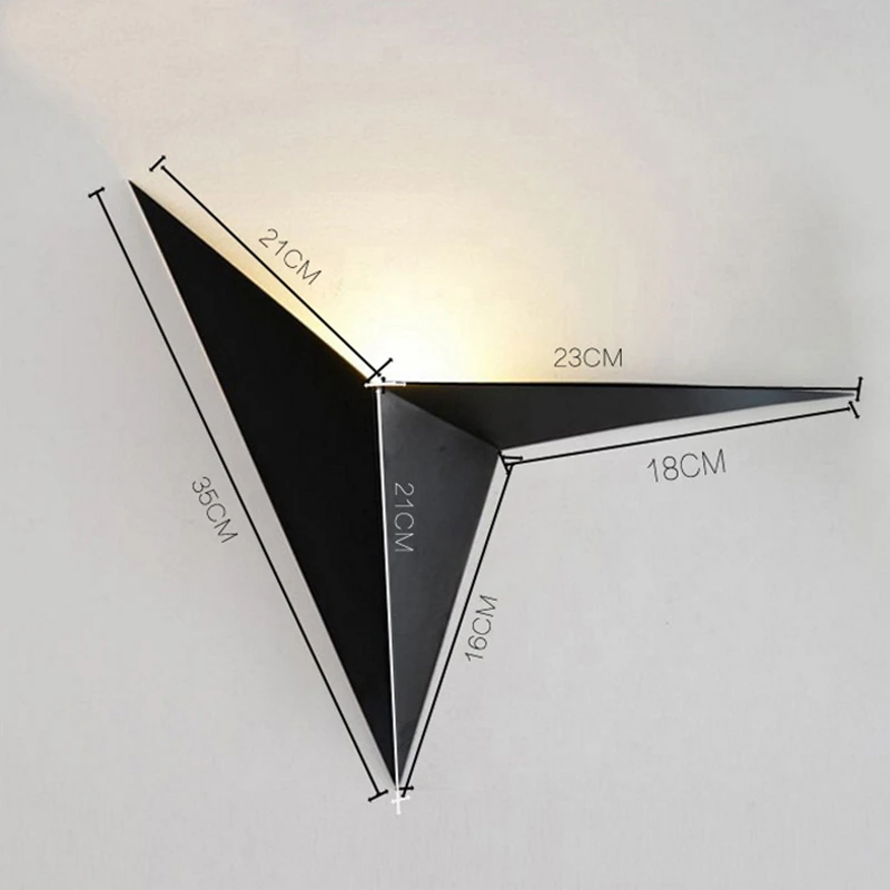 Led Triple-Cornered Wall Lamp Bedroom Bedside Living Room Aisle Staircase Background Decorative Lights Black (Warm Light) | Освещение