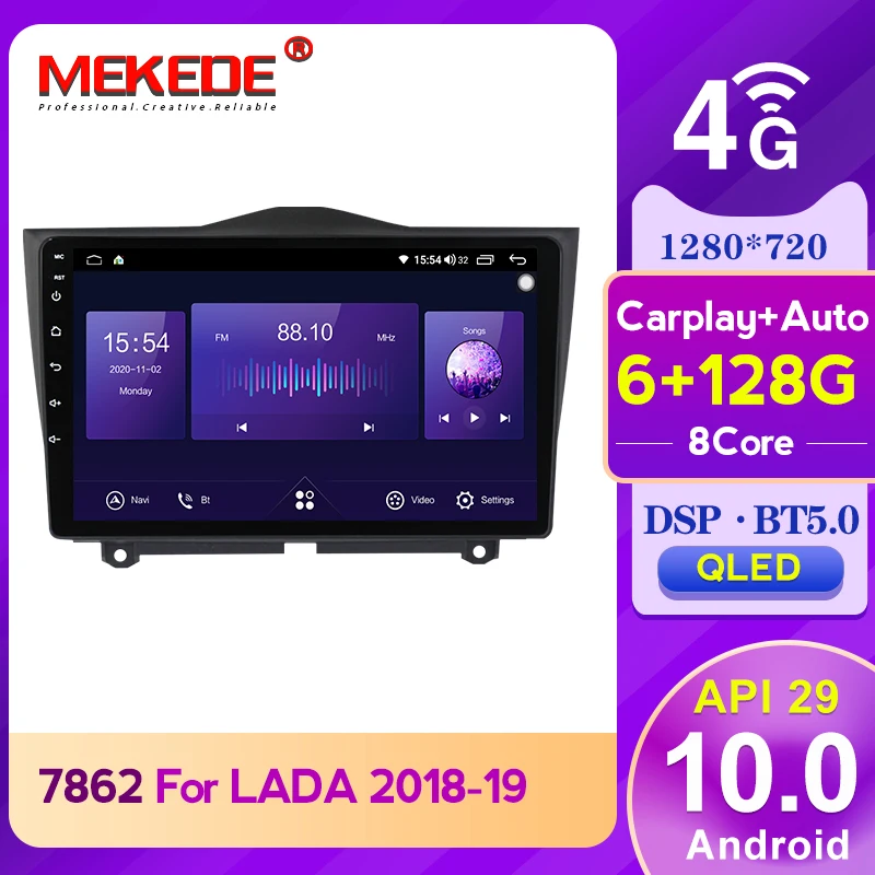 

MEKEDE 6+128G BT5.0 1280*720 QLED screen Car GPS Navigation Radio player Multimedia For Lada Vesta Cross Concept Sport 2018-2019