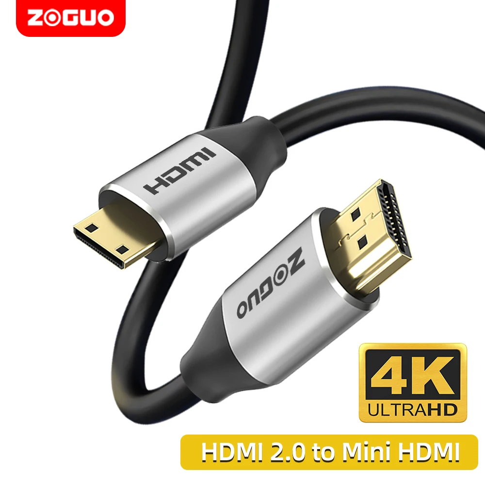 

High Speed Mini HDMI to HDMI 2.0 Cable 4K1080P 3D for Tablet Camcorder MP4 Video and Audio Cable Adapter
