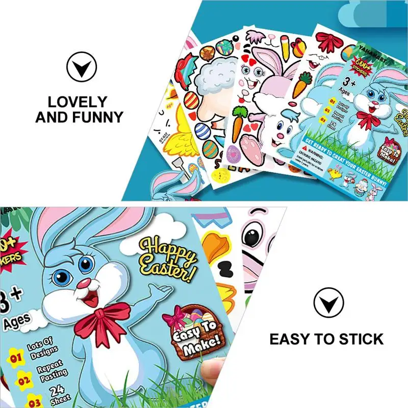 

1 Set Children Cartoon Easter Decorative Stickers DIY Easter Rabbit Sticker