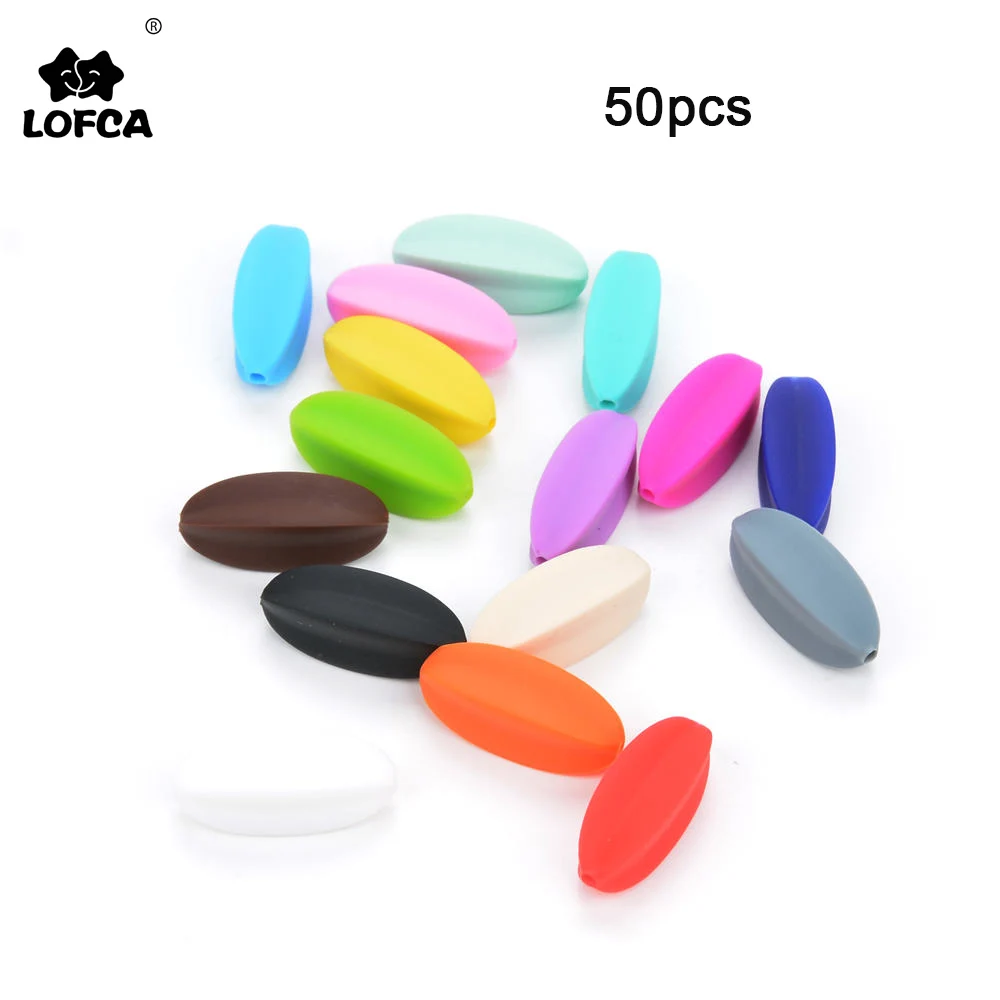 LOFCA-Cuentas de silicona con forma de estrella de mar, collar de dentici&oacute;n de silicona, cadena de chupete sin BPA, cuentas de mordedor para beb&eacute; de grado alimenticio, 50 Uds.-0