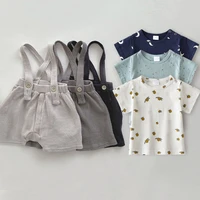 baby boy clothes set summer gentleman birthday suits newborn party dress cotton solid t shirt overalls pant infant toddler set