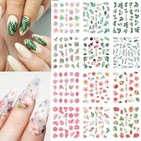 12pcs flowers stickers for nails accessories water decals transfer art nail stickers slides lot manicure designer decoration 3d