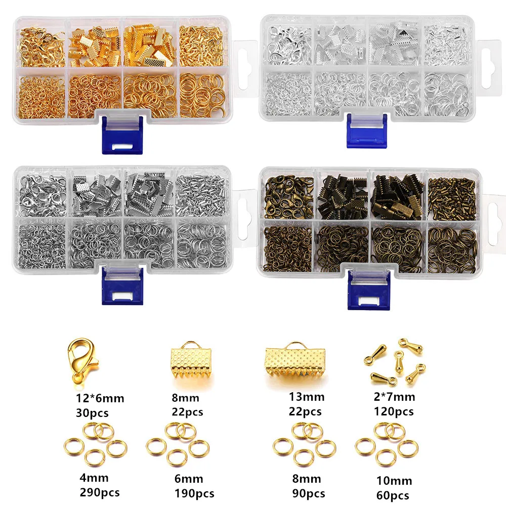 

820 шт./компл. 5 видов цветов Набор для изготовления ювелирных изделий кольца для прыжков с застёжкой "Лобстер" для DIY аксессуары браслет ожере...